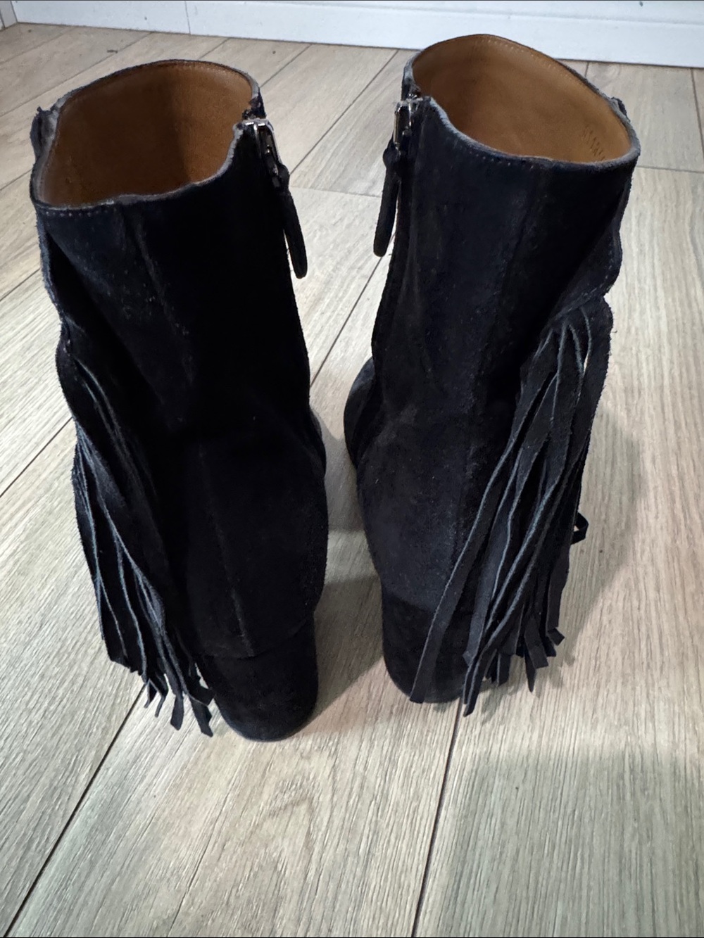 Cloé Black Suede Fringe Ankle Boots - Picture 4 of 9